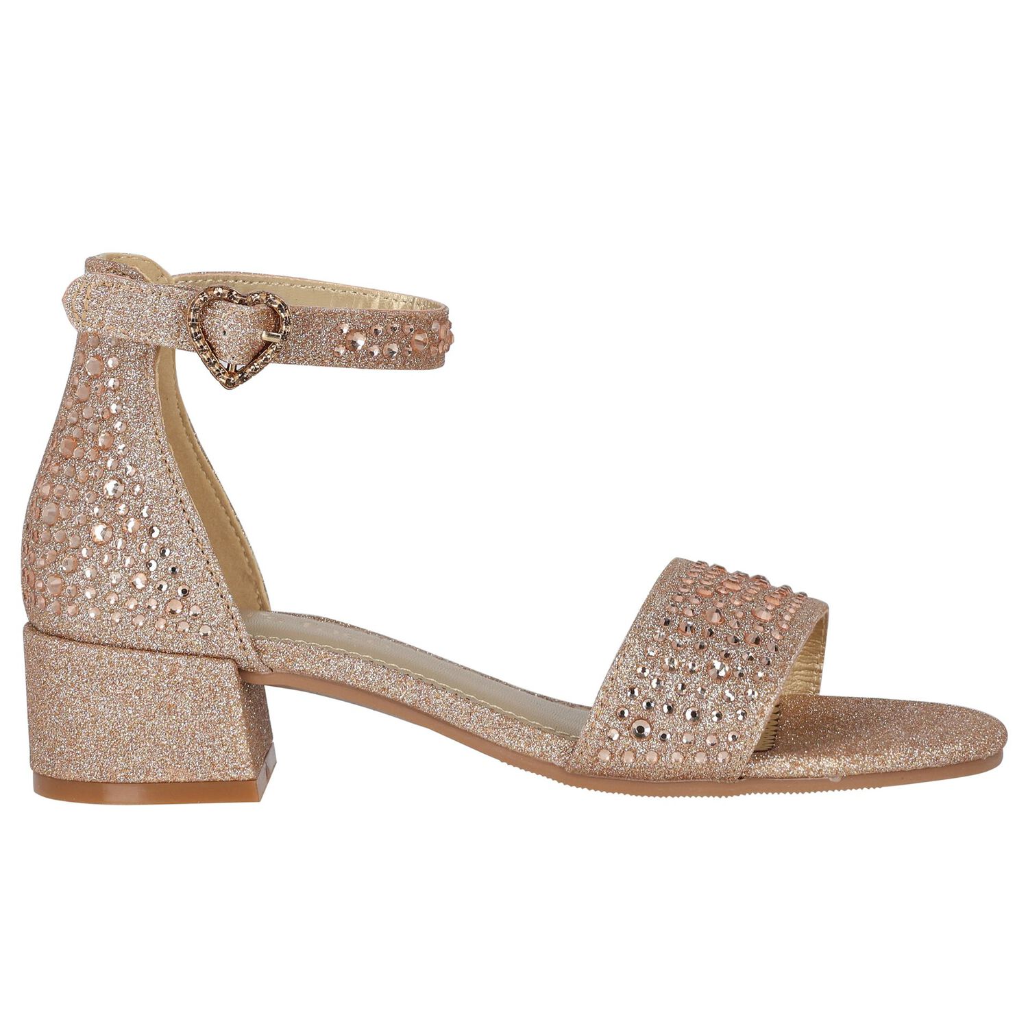 Girls Rose Gold Embellished Sandals, 1, hi-res image number null