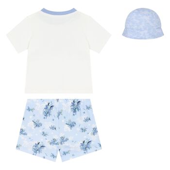 Baby Boys Ivory & Blue Logo Shorts Set