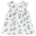 Baby Girls White & Green Rabbit Dress Set, 1, hi-res