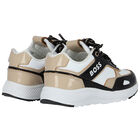 حذاء رياضى بنات بالشعار باللون الاسود والابيض, 1, hi-res