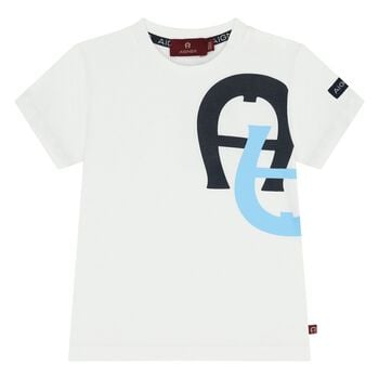 Younger Boys White Logo T-Shirt