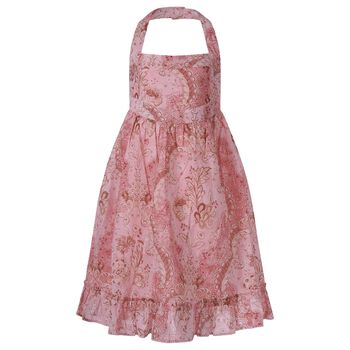 Girls Pink Floral Halter Dress