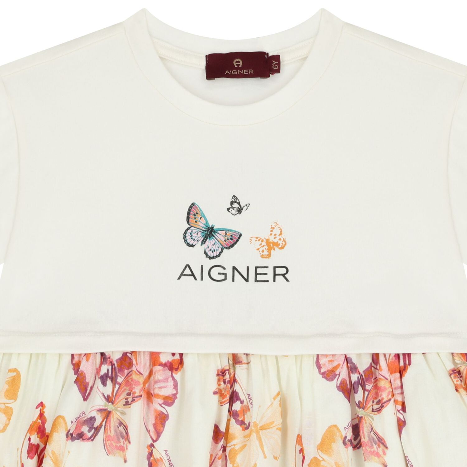 فستان بنات بالشعار بطبعه فراشات باللون العاجى والوردى , 2, hi-res