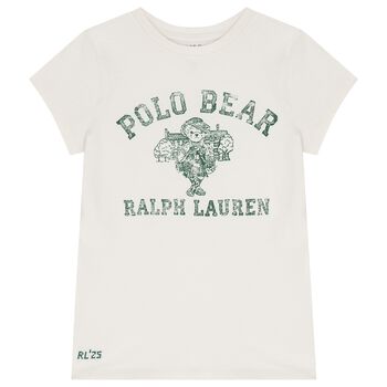 Girls White Polo Bear T-Shirt