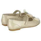 Girls Gold Bow Ballerina Shoes, 1, hi-res