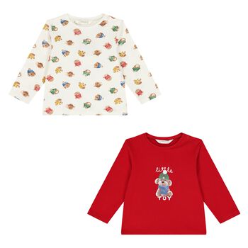 Baby Boys Red & Ivory Long Sleeve Top ( 2-Pack )