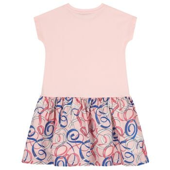 Girls Pink Ribbon Logo Dress