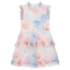 Girls Multi-Coloured Logo Chiffon Dress, 1, hi-res