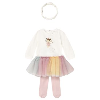 Baby Girls Ivory 3 Piece Bodysuit & Tutu Set