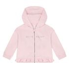 Younger Girls Pink Logo Zip Up Top, 1, hi-res