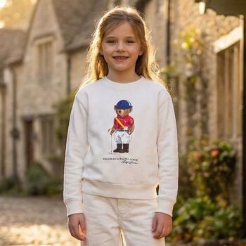 Girls White Polo Bear Sweatshirt
