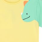 تيشرت اولاد بطبعة الديناصور باللون الاصفر, 1, hi-res