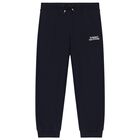 Boys Navy Blue Logo Joggers, 1, hi-res