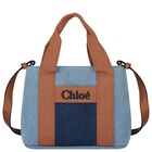 Girls Blue Logo Denim Handbag, 1, hi-res
