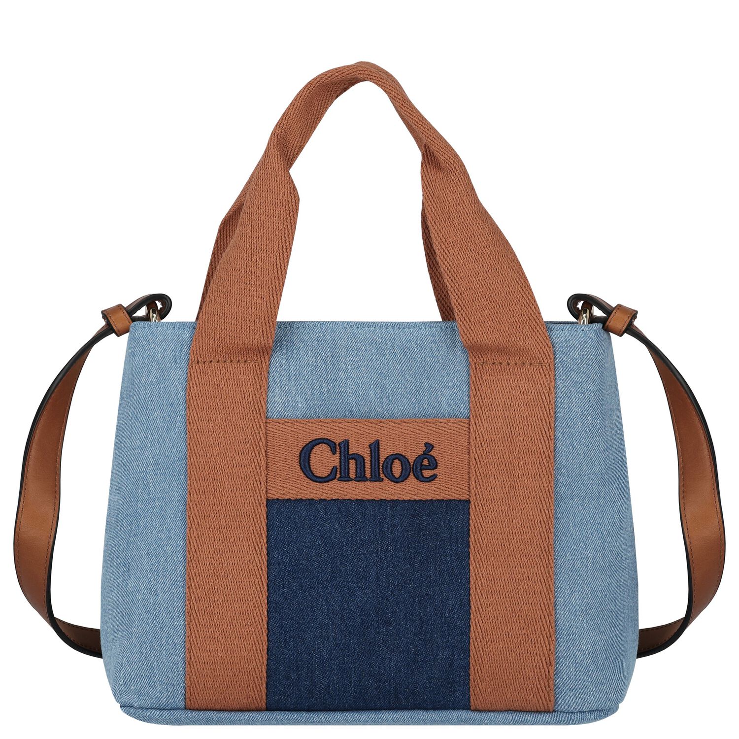Girls Blue Logo Denim Handbag, 1, hi-res image number null