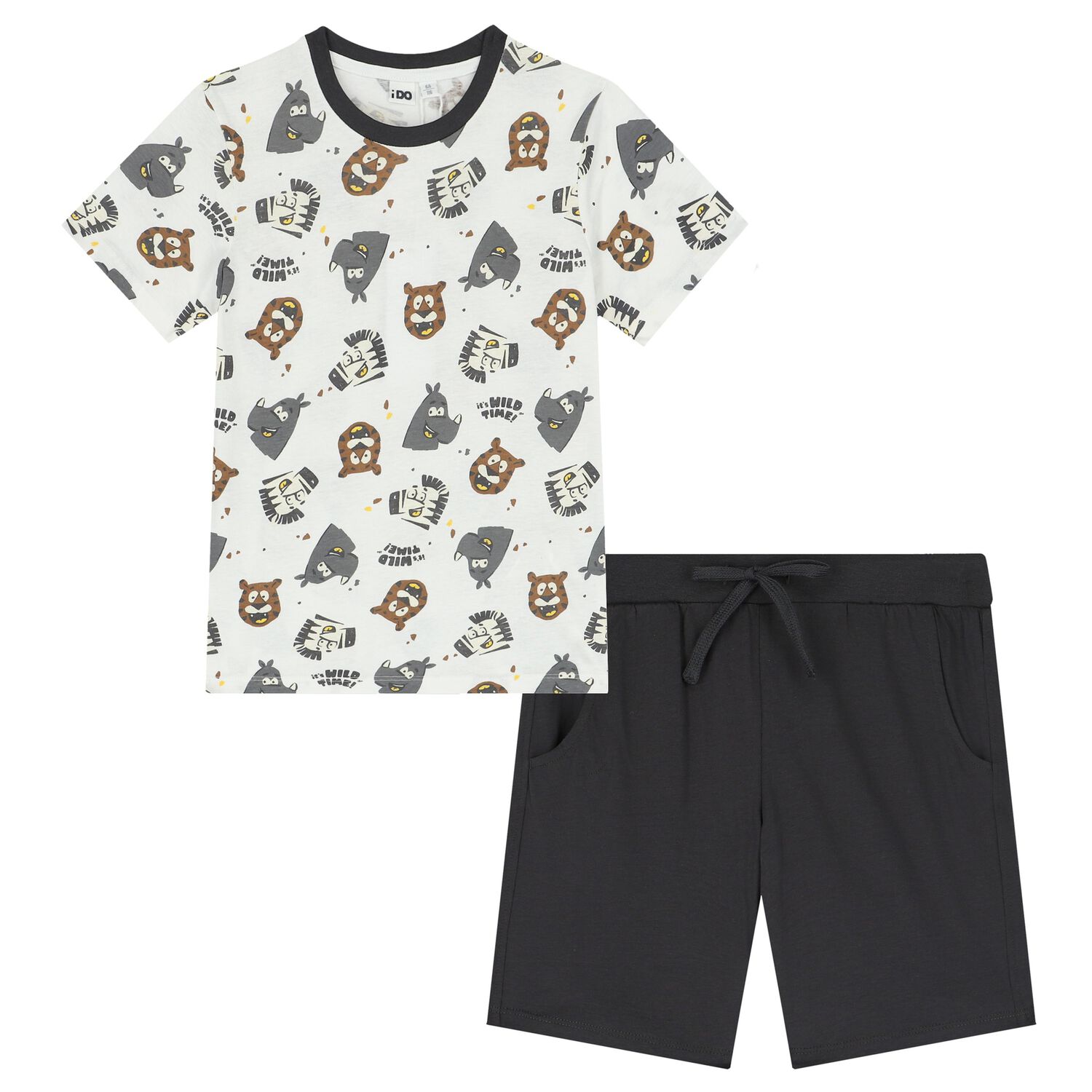 Boys White & Grey Shorts Set, 1, hi-res