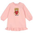 Younger Girls Pink Teddy Bear Logo Dress, 1, hi-res