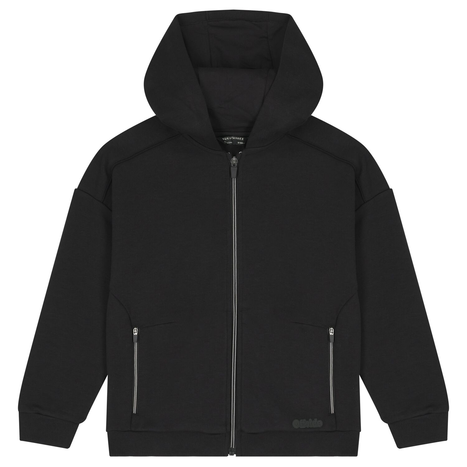 Boys Black Hooded Zip Up Top , 1, hi-res