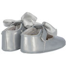 Baby Girls Silver Bow Pre Walker Shoes, 2, hi-res