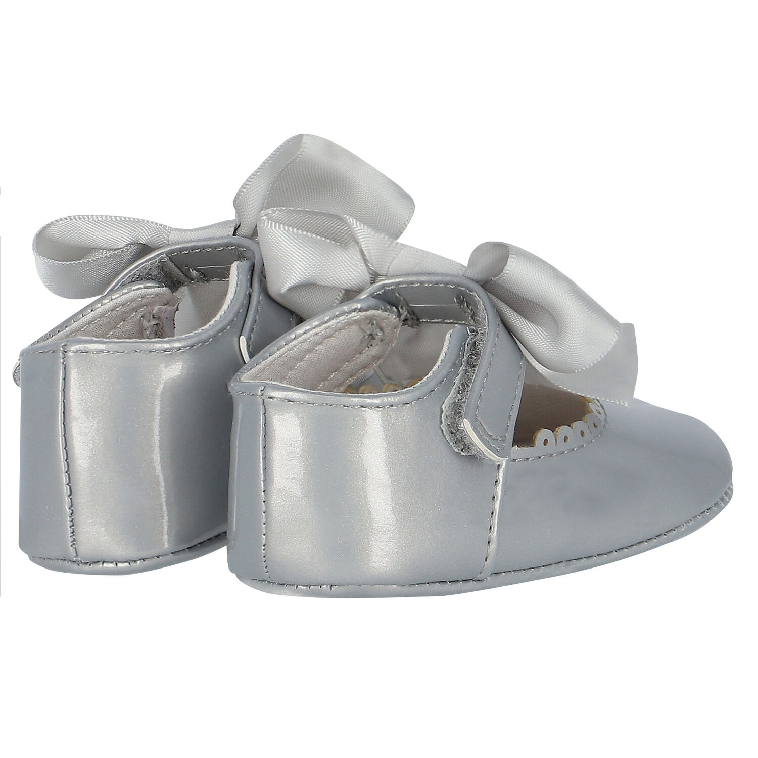 Baby Girls Silver Bow Pre Walker Shoes, 2, hi-res image number null