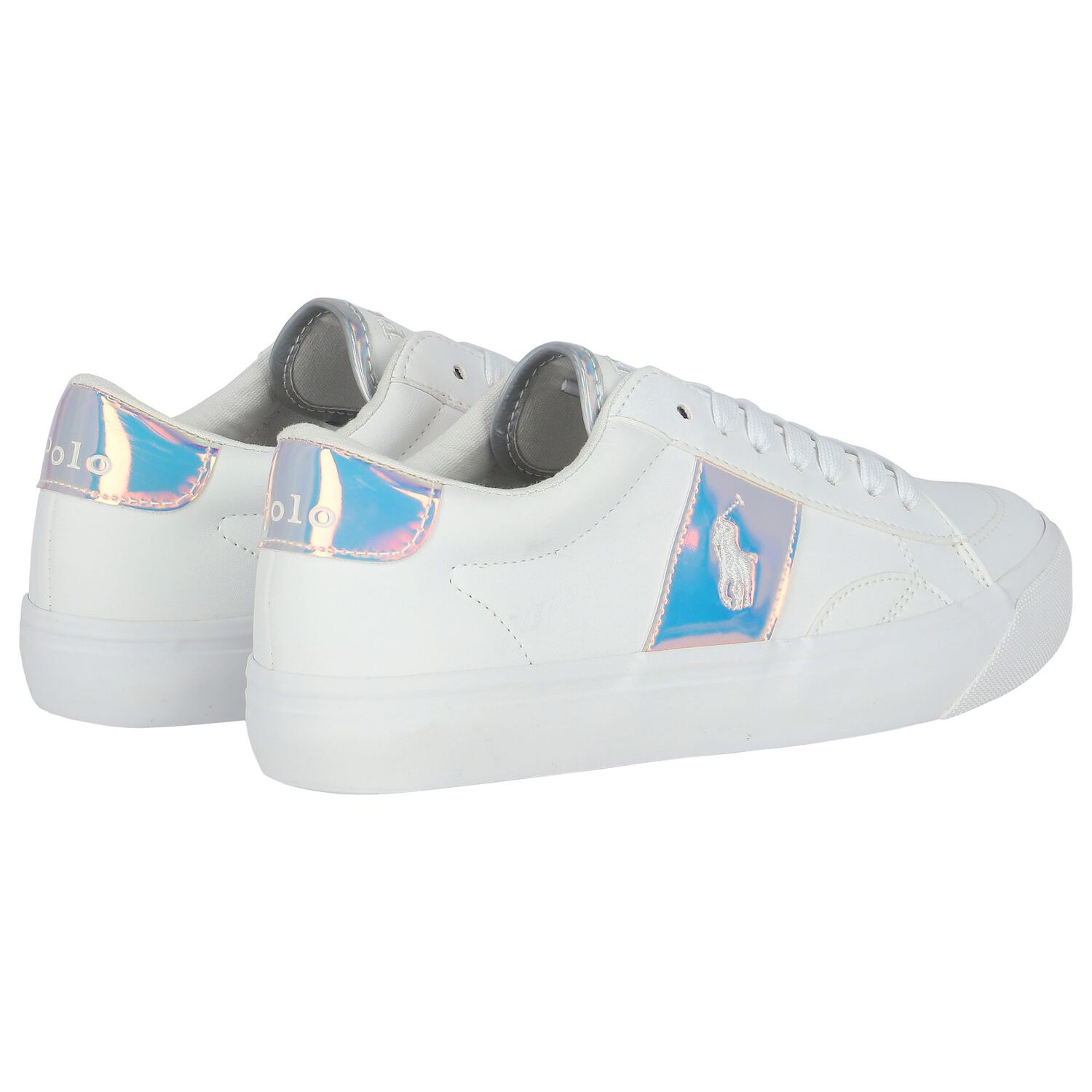 Girls White Logo Trainers, 1, hi-res