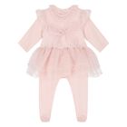 Baby Girls Pink Bow Babygrow Set, 1, hi-res