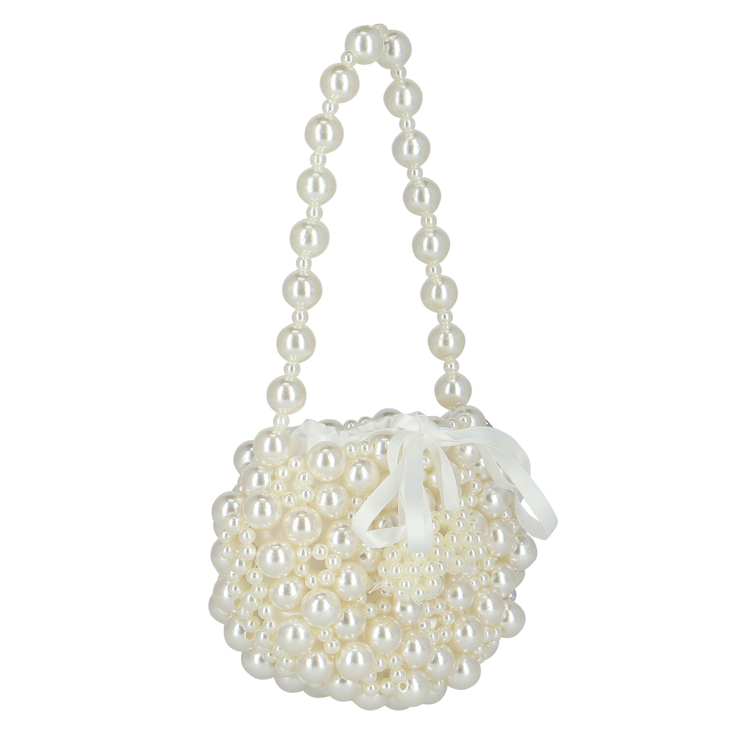 Girls Ivory Embellished Pearl Handbag, 1, hi-res