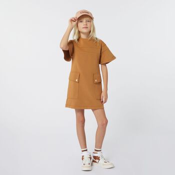Girls Beige Logo Dress