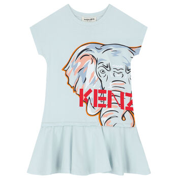 Girls Pale Blue Logo Dress