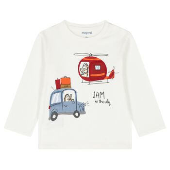 Younger Boys Ivory Long Sleeve Top