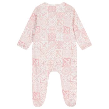 Baby Girls Pink & White Babygrow