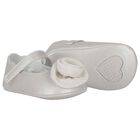 Baby Girls Silver Flower Pre Walker Shoes, 2, hi-res