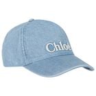 Girls Denim Blue Logo Cap, 1, hi-res