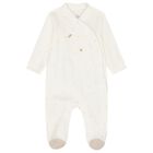 Baby Girls Ivory Heart Babygrow, 1, hi-res