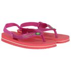 Younger Girls Pink Logo Flip Flops, 6, hi-res