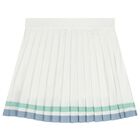 Girls White Logo Pleated Skirt, 1, hi-res