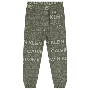 Boys Green Logo Joggers