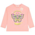 Girls Pink Butterfly Long Sleeve Top, 1, hi-res