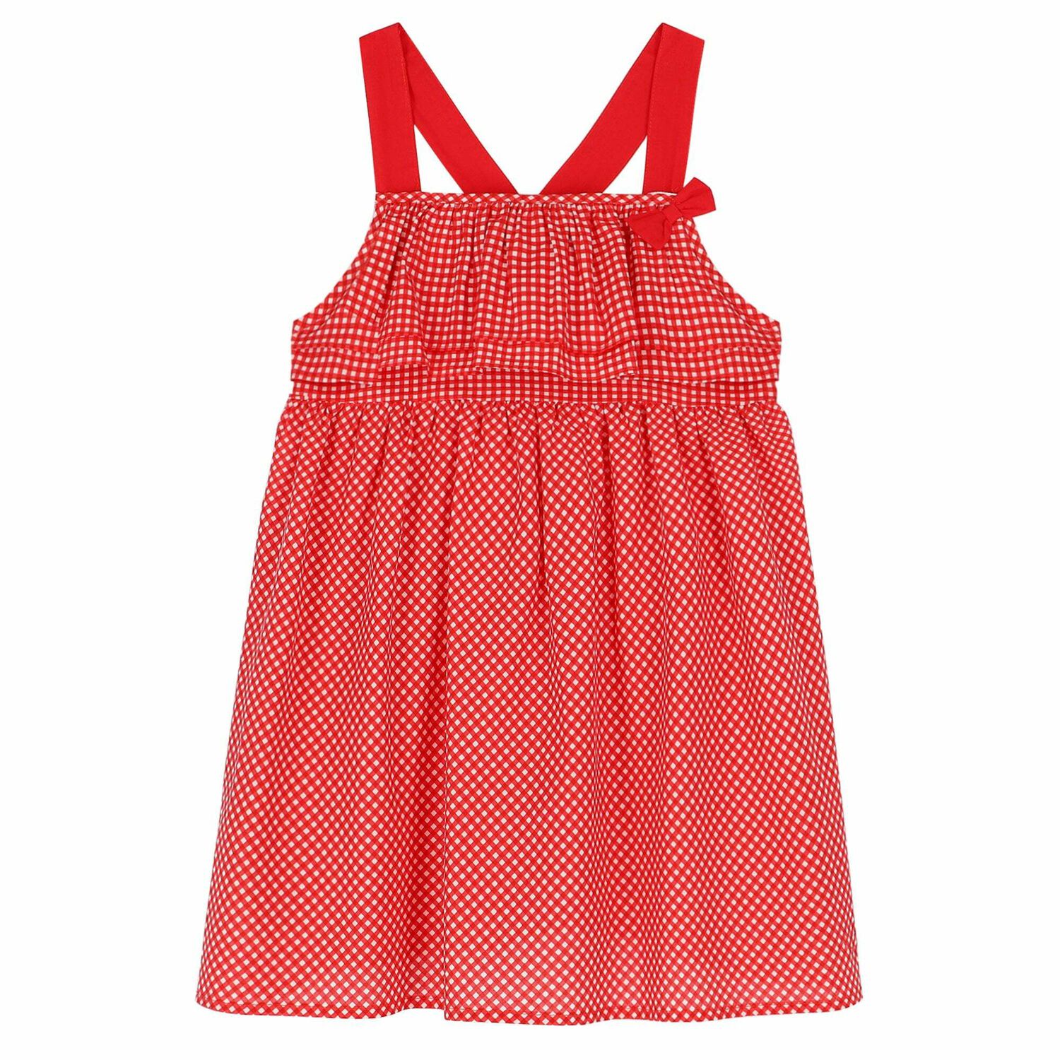 Girls Red & White Checkered Dress, 1, hi-res