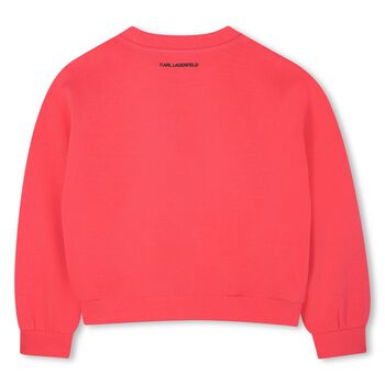 سويت شيرت بنات بشعار باللون الوردي