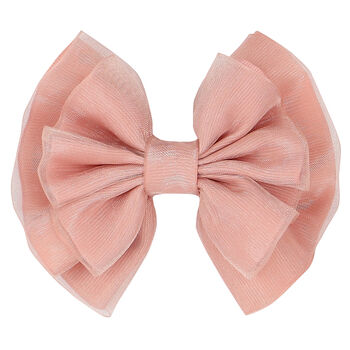Girls Pink Tulle Bow Hair Clip