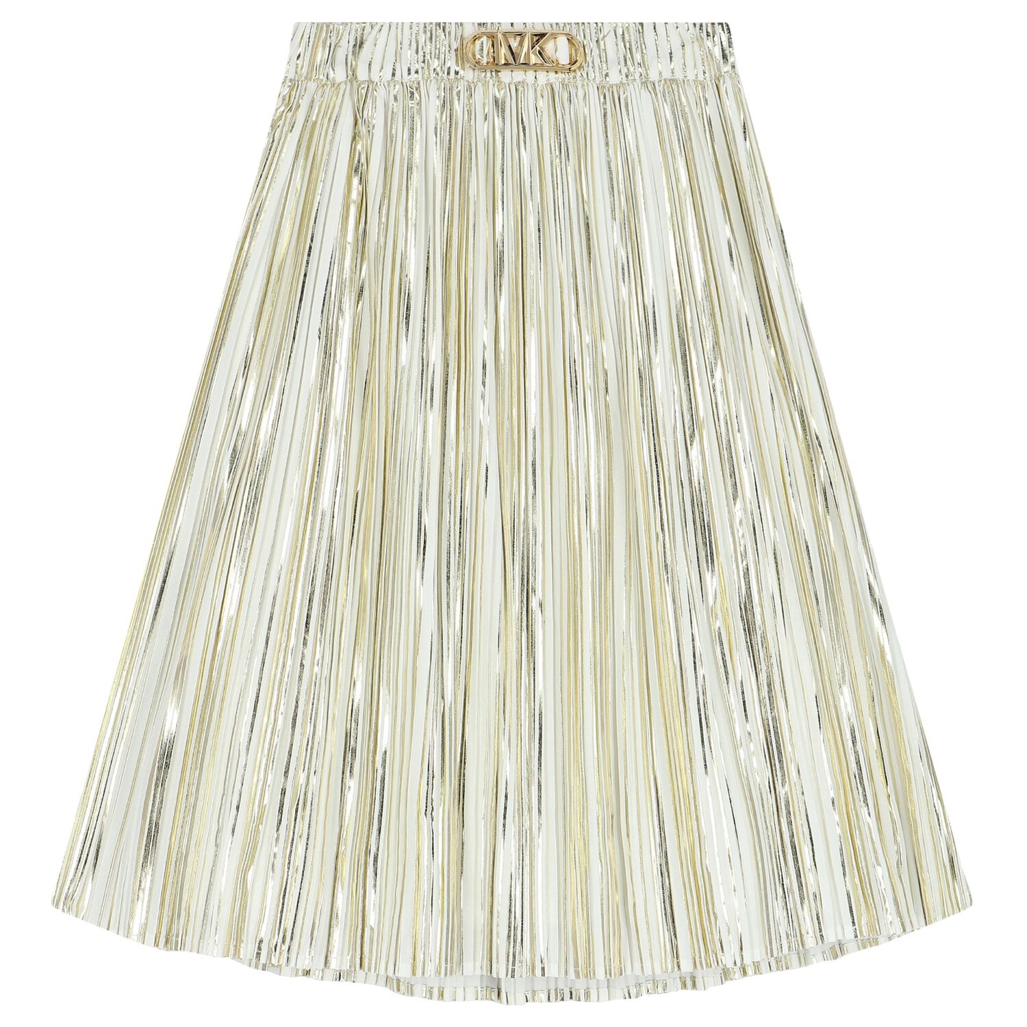 Girls Gold Logo Pleated Skirt, 1, hi-res