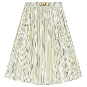 Girls Gold Logo Pleated Skirt