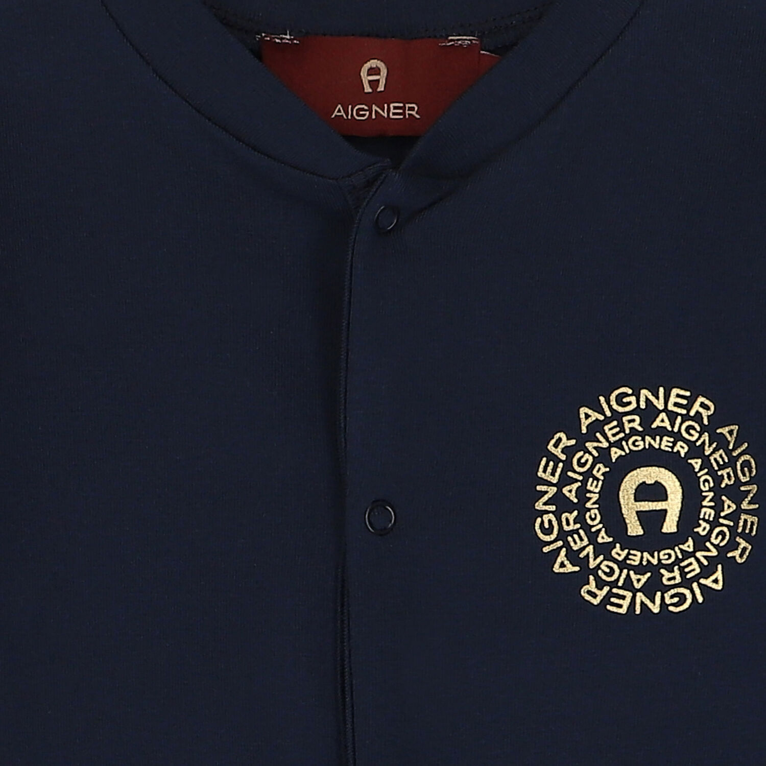 Navy Blue & Gold Logo Babygrow, 1, hi-res