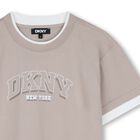 Boys Beige & White Logo T-Shirt, 1, hi-res