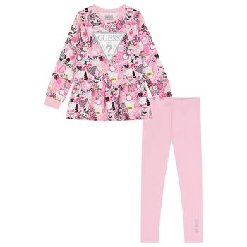Girls Pink Logo Leggings Set
