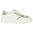 Girls White & Gold Logo Trainers, 1, hi-res