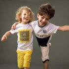 Boys Yellow Logo Shorts, 1, hi-res