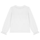 Girls White Logo Long Sleeve Top, 1, hi-res