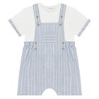 Baby Boys Blue & White Dungaree Set, 2, hi-res
